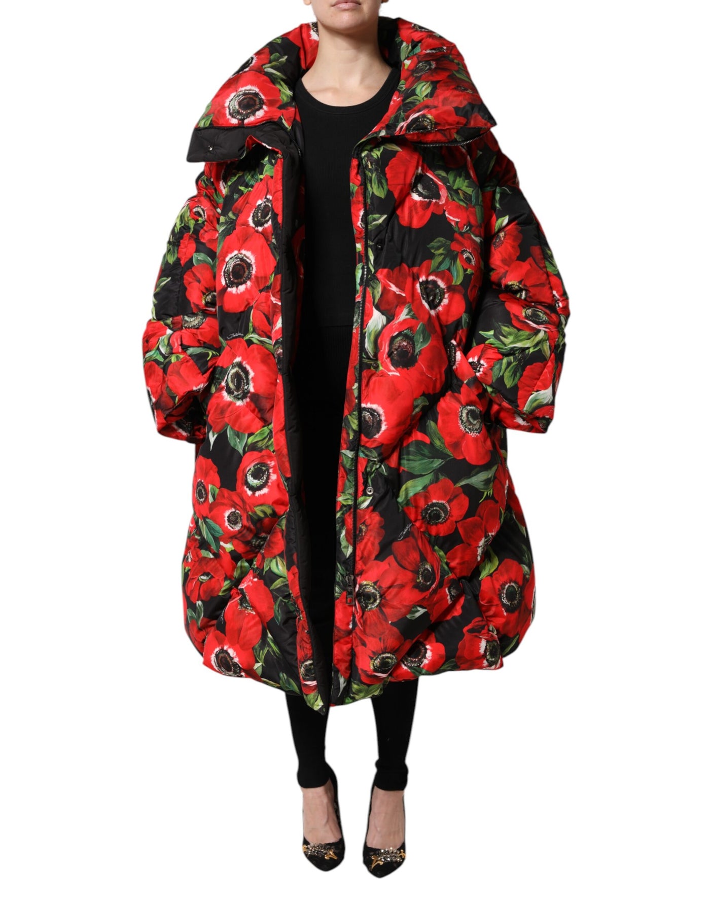 Dolce & Gabbana Gefütterte Jacke mit mehrfarbigem Blumenmuster und Reißverschluss