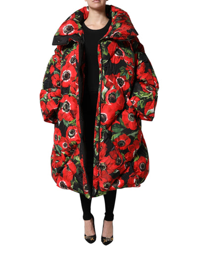Dolce & Gabbana Gefütterte Jacke mit mehrfarbigem Blumenmuster und Reißverschluss