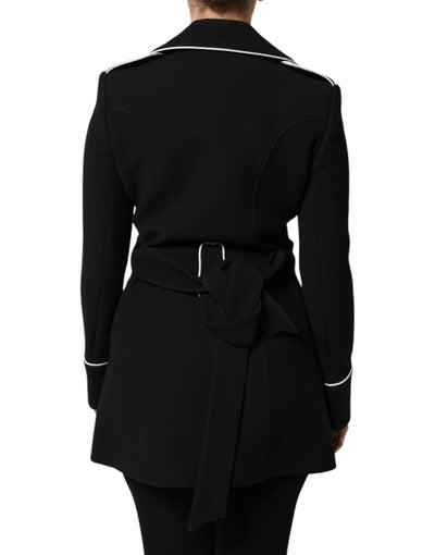 Dolce & Gabbana Schwarze doppelreihige Blazerjacke aus Wolle