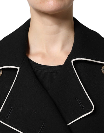 Dolce & Gabbana Schwarze doppelreihige Blazerjacke aus Wolle