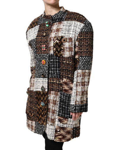 Dolce & Gabbana Multicolor Patchwork Jacke mit Knopfleiste