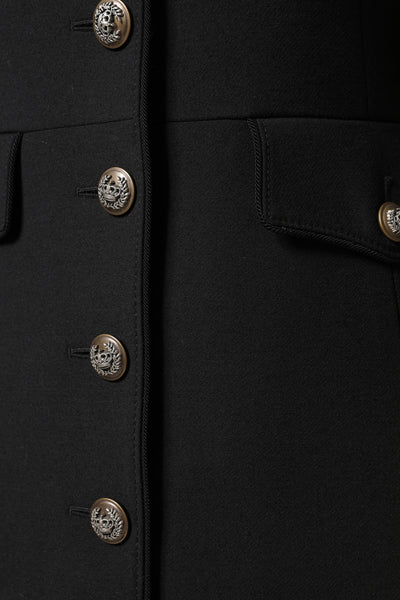 Dolce & Gabbana Schwarzer einreihiger Trenchcoat aus Wolle