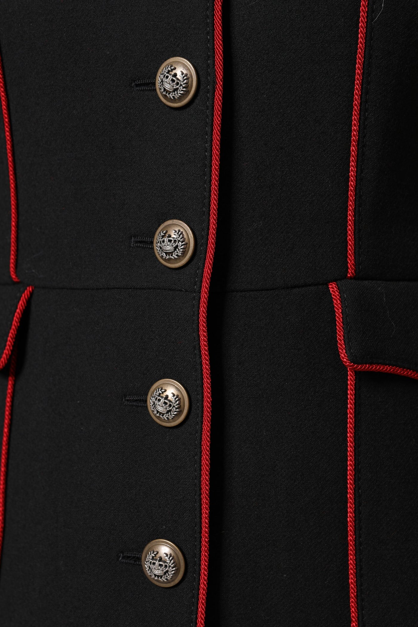 Dolce & Gabbana Schwarzer einreihiger Trenchcoat aus Wolle