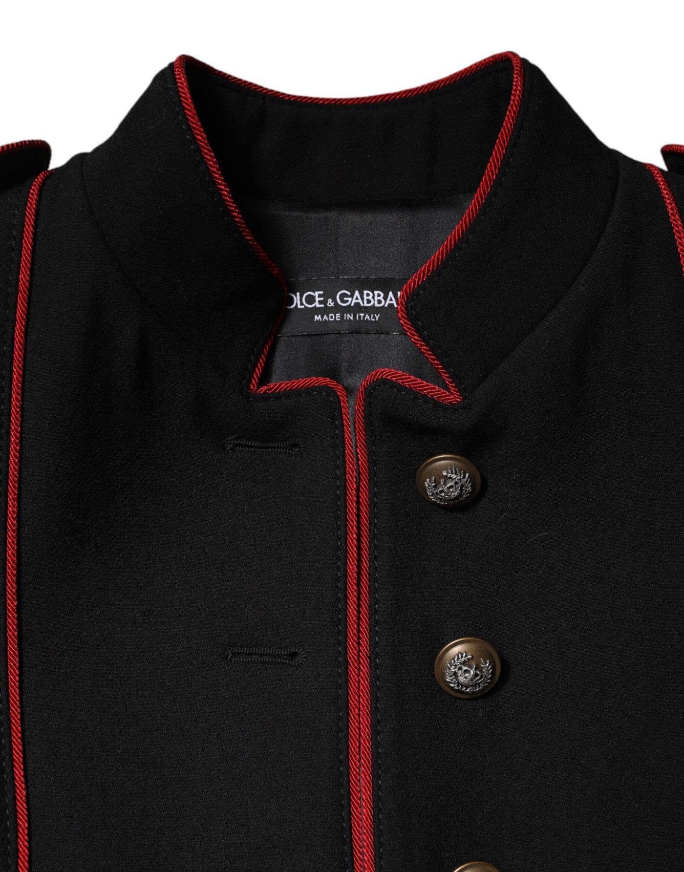 Dolce & Gabbana Schwarzer einreihiger Trenchcoat aus Wolle