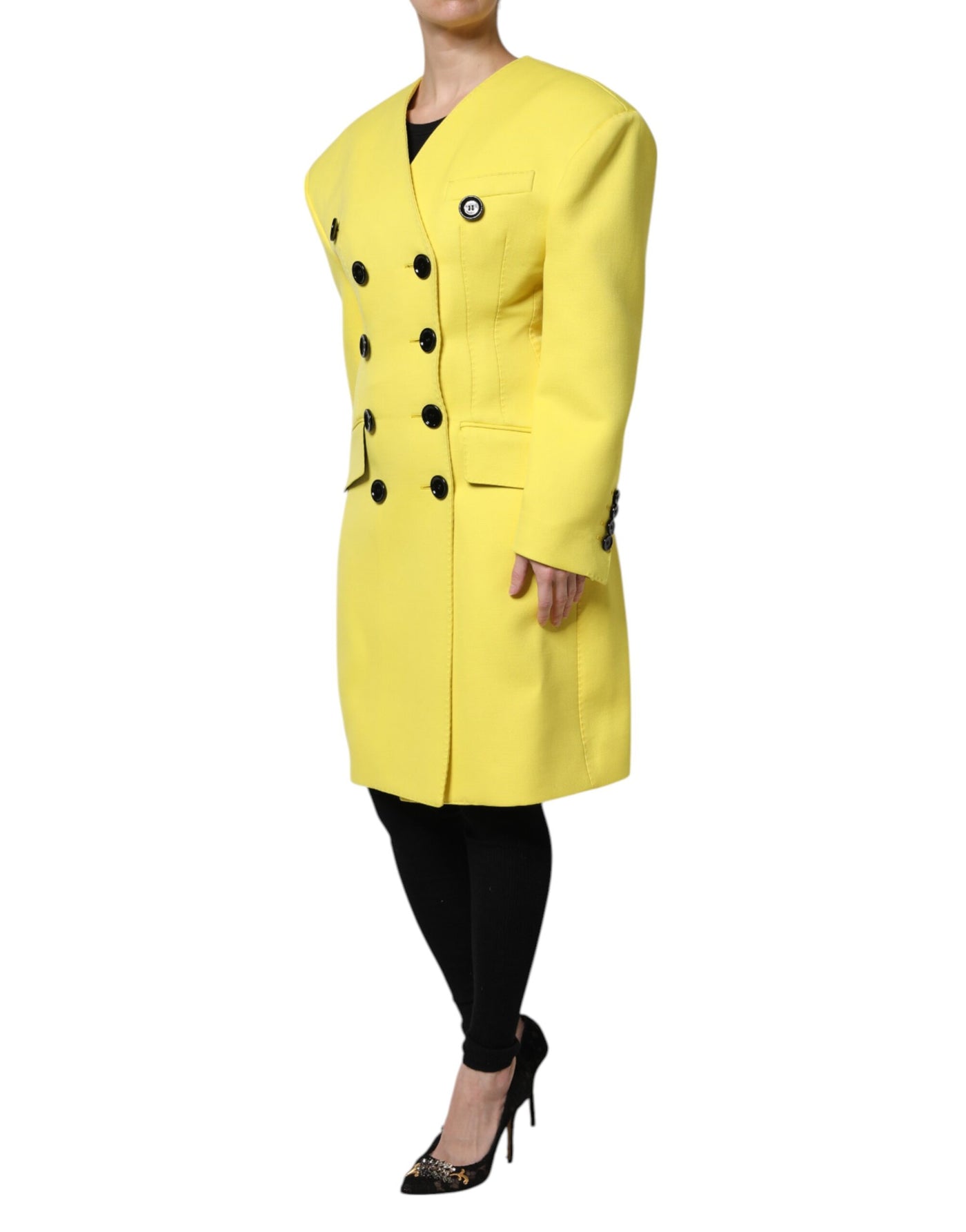 Dolce & Gabbana Gelber doppelreihiger Trenchcoat Jacke