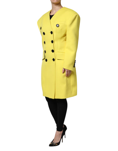 Dolce & Gabbana Gelber doppelreihiger Trenchcoat Jacke