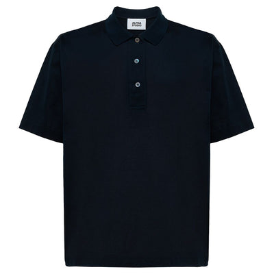 Alpha Studio Blaues Baumwoll-Poloshirt