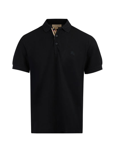 Burberry Schwarzes Polohemd mit Kragen aus Baumwolle