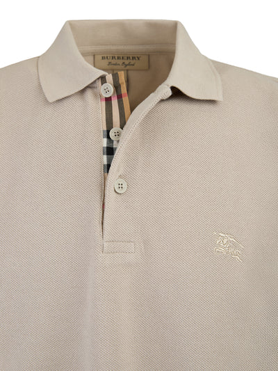 Burberry Polohemd mit Kragen aus Baumwolle in hellem Stein