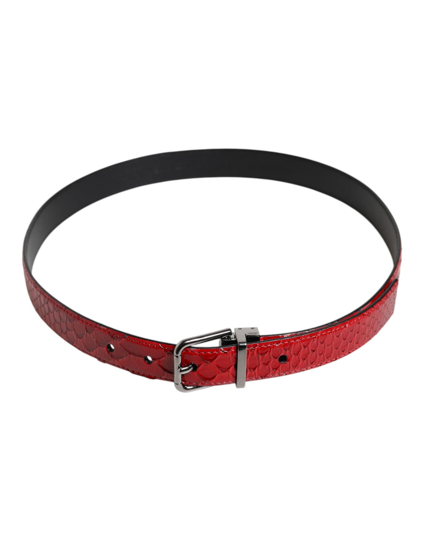 Dolce & Gabbana Roter Exotenleder-Gürtel mit Messing-Metallschnalle