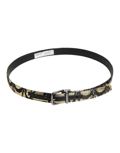 Dolce & Gabbana Multicolor Jacquard Leder Metallschnalle Gürtel