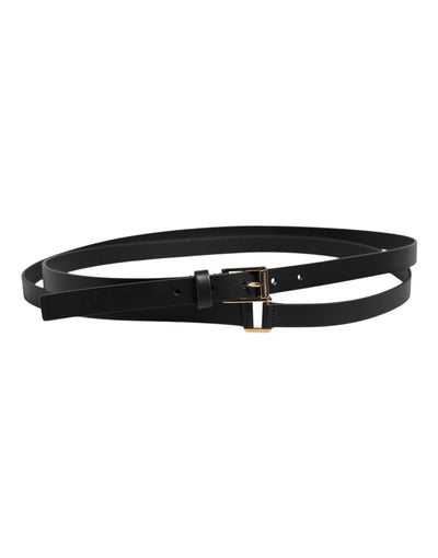 Dolce & Gabbana Schwarz Klassisch Gold Metall Logo Schnalle Gürtel