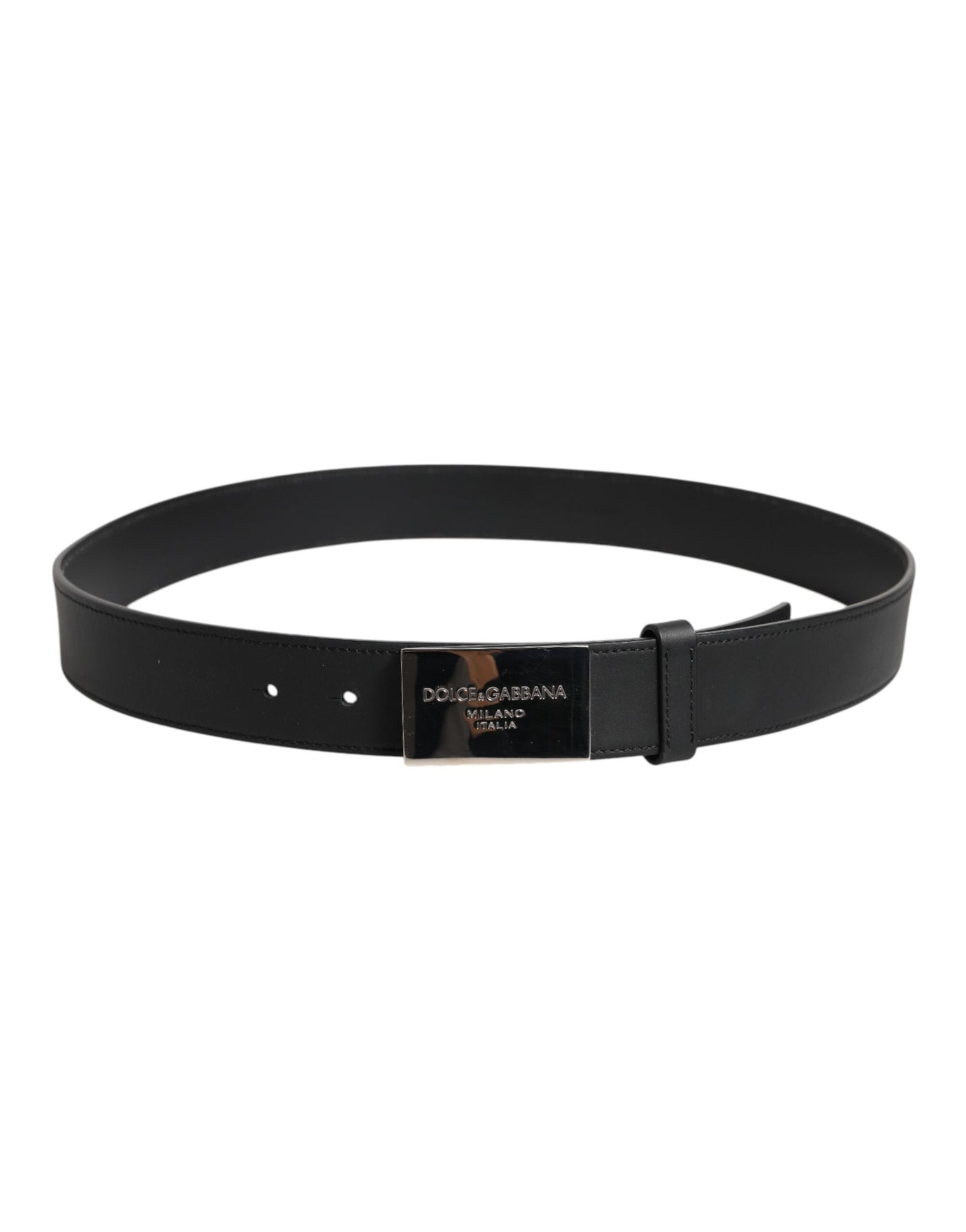 Dolce & Gabbana Schwarzer klassischer silberner Logo-Gürtel mit Metallschnalle