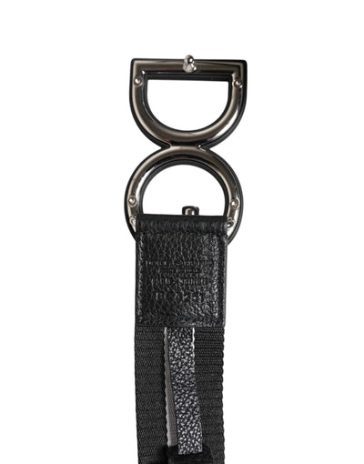 Dolce & Gabbana Schwarzer Polyester Logo-Druck DG Schnalle Gürtel