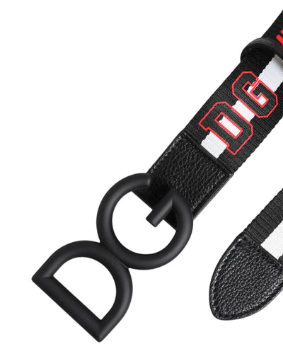 Dolce & Gabbana Schwarzer Polyester Logo-Druck DG Schnalle Gürtel