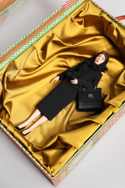 Dolce & Gabbana Schwarzes Kleid Keramik Porzellan Mode Leder Sizilien Puppen
