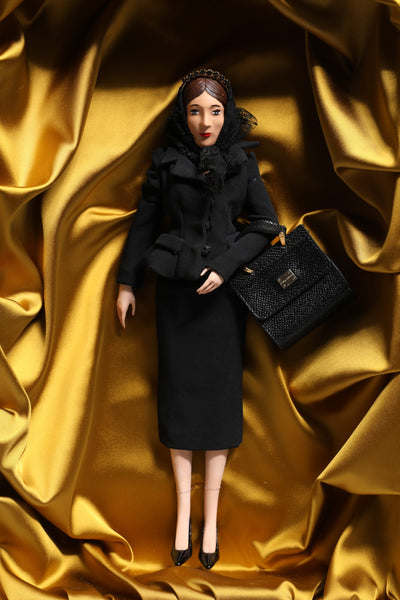 Dolce & Gabbana Schwarzes Kleid Keramik Porzellan Mode Leder Sizilien Puppen