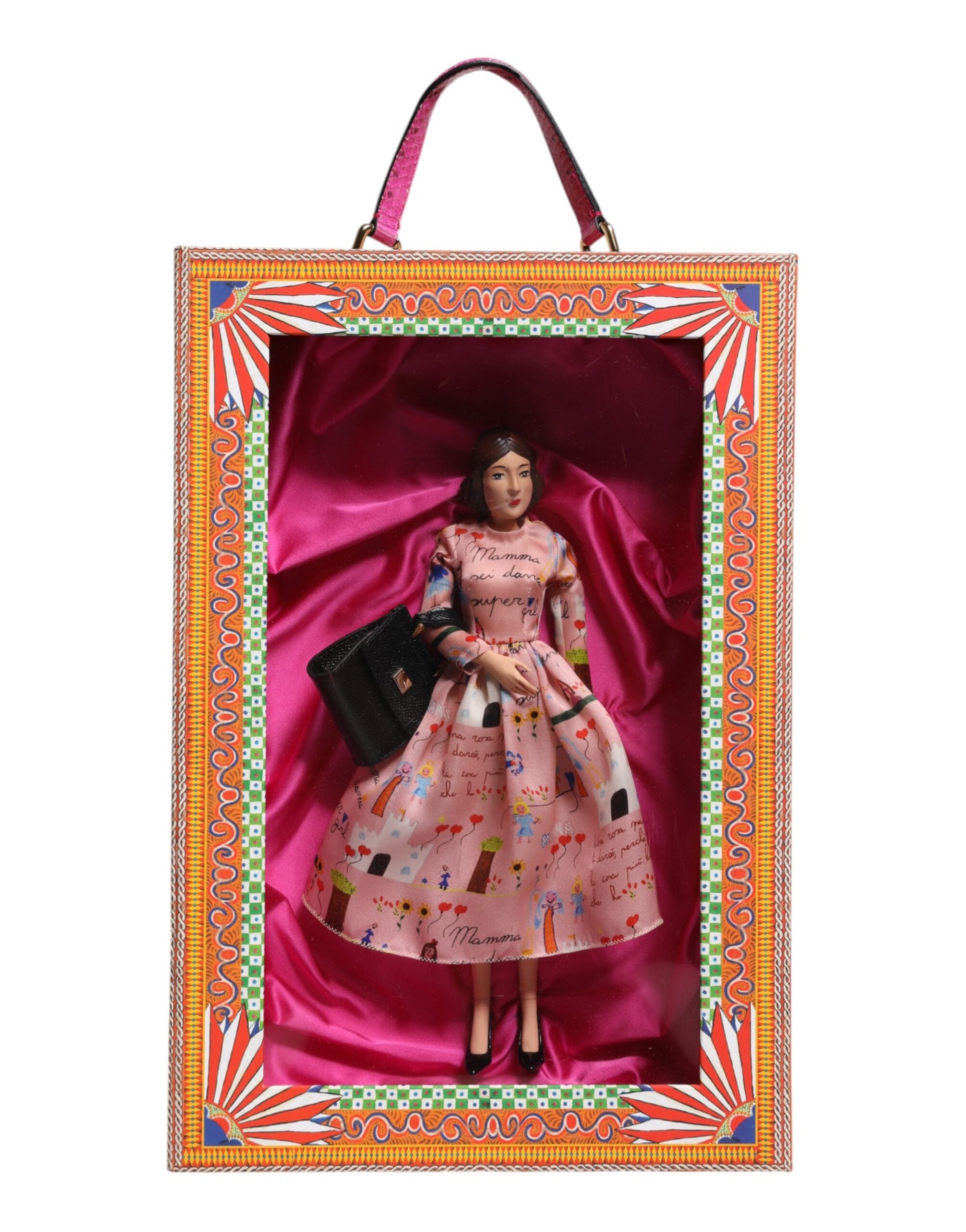 Dolce & Gabbana Rosa Kleid Keramik Porzellan Mode Leder Sizilien Puppen