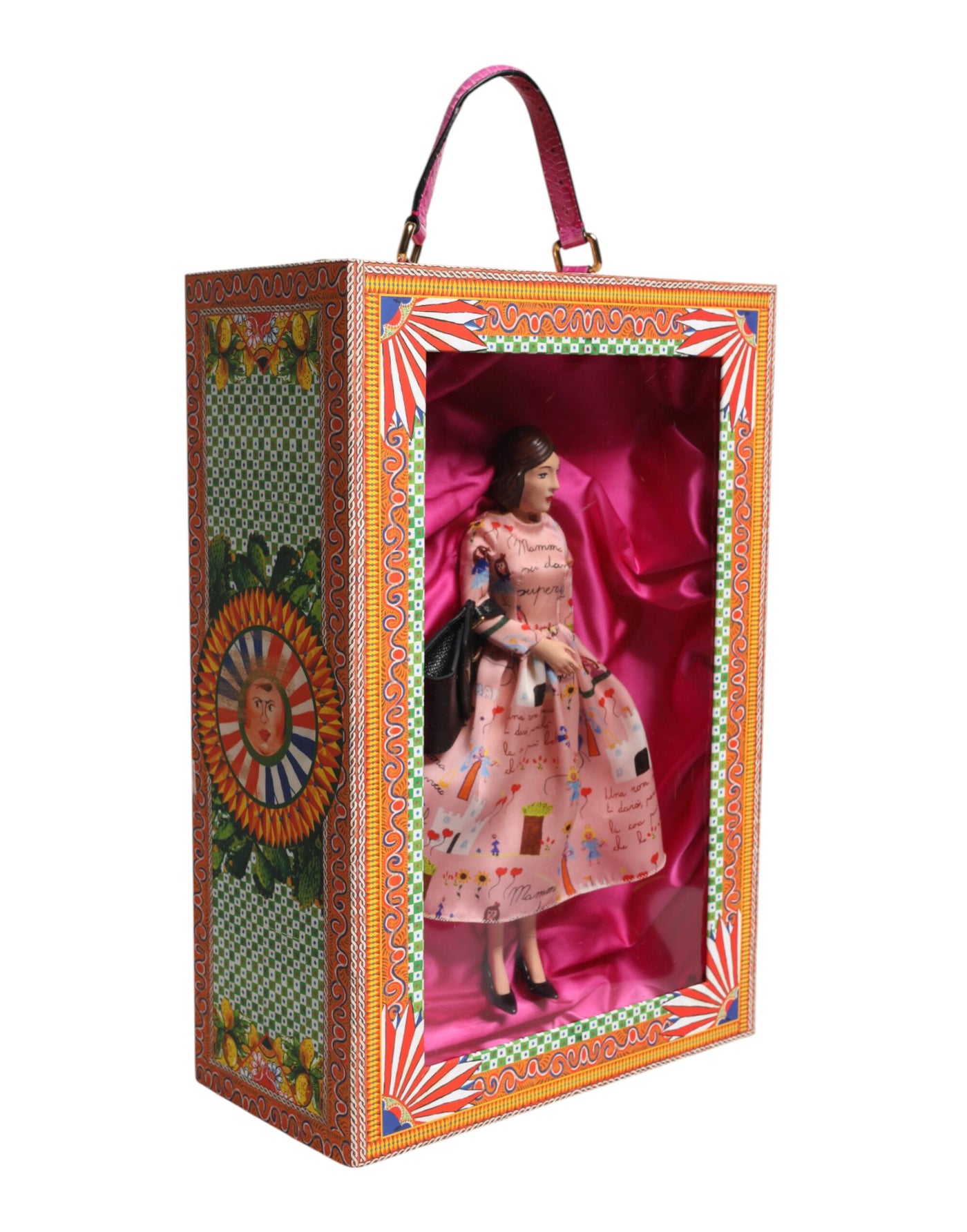 Dolce & Gabbana Rosa Kleid Keramik Porzellan Mode Leder Sizilien Puppen