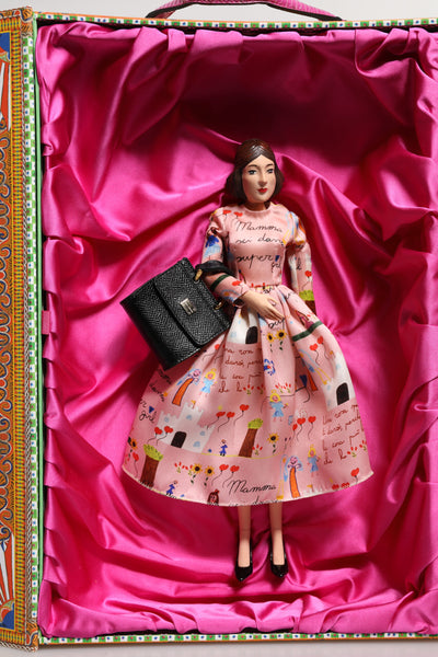 Dolce & Gabbana Rosa Kleid Keramik Porzellan Mode Leder Sizilien Puppen