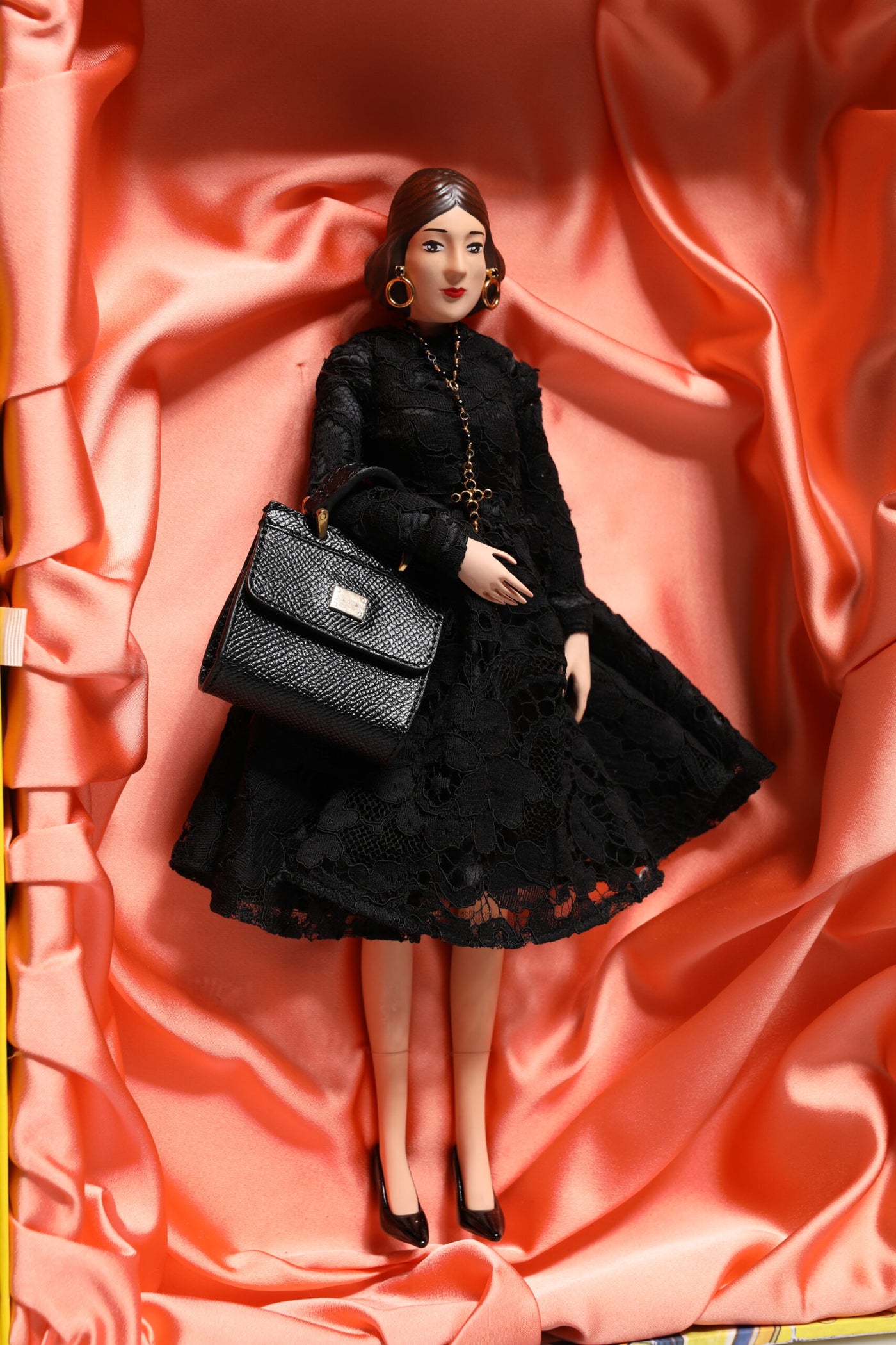 Dolce & Gabbana Schwarzes Kleid Keramik Porzellan Mode Leder Sizilien Puppen