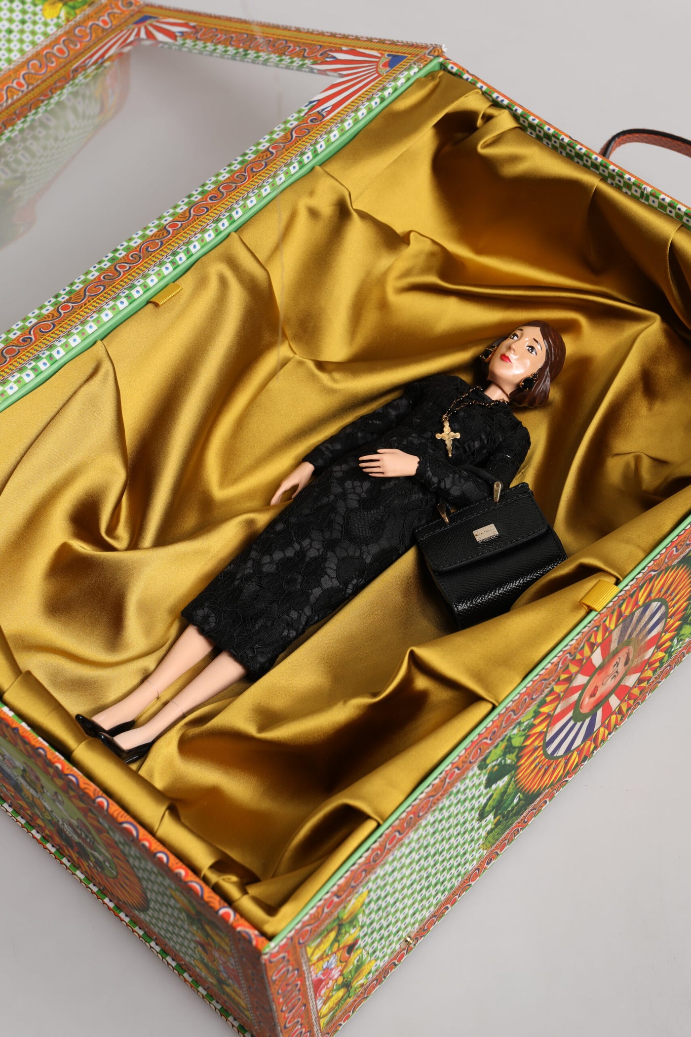 Dolce & Gabbana Schwarzes Kleid Keramik Porzellan Mode Leder Sizilien Puppen
