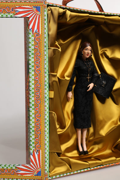 Dolce & Gabbana Schwarzes Kleid Keramik Porzellan Mode Leder Sizilien Puppen