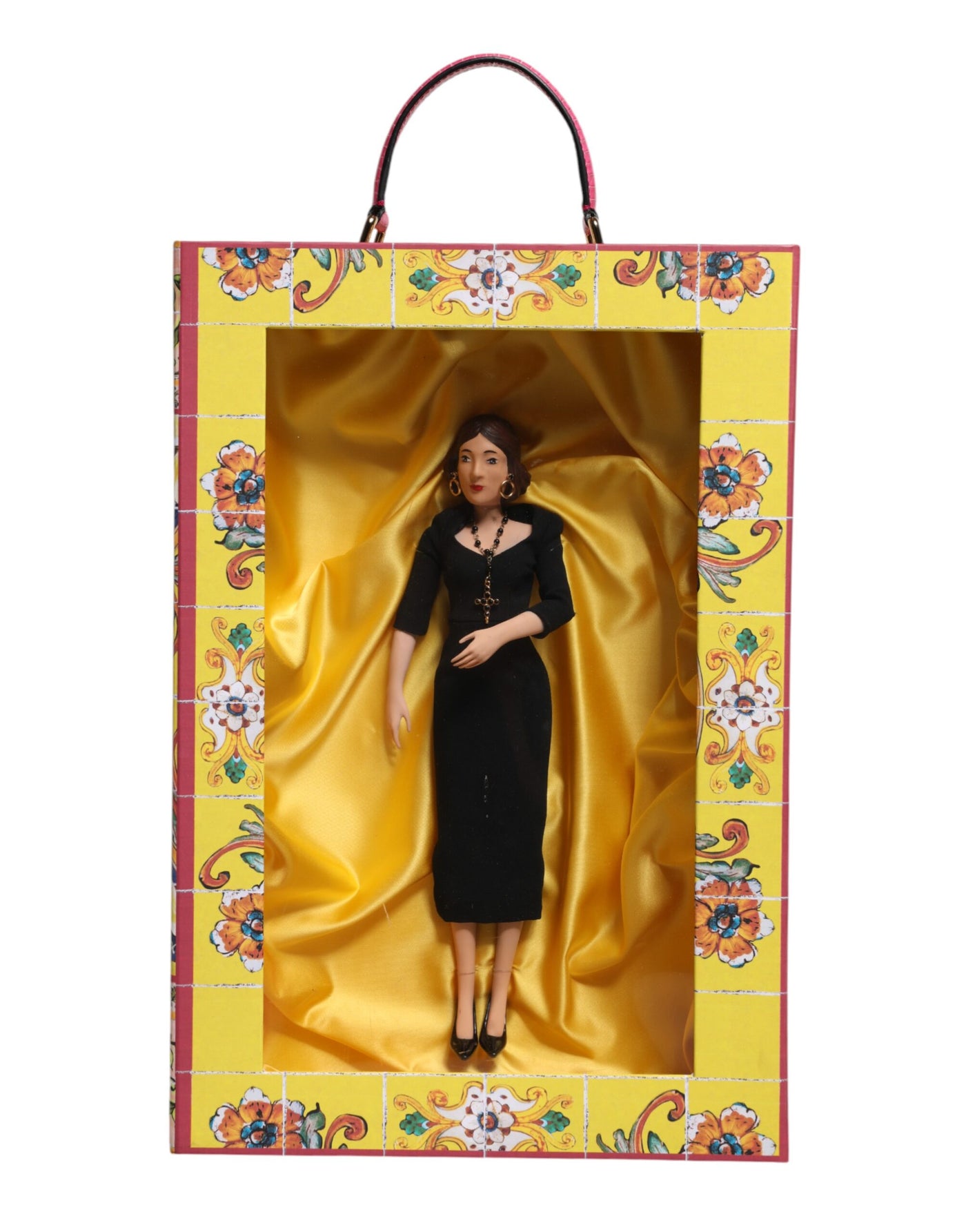 Dolce & Gabbana Schwarzes Kleid Keramik Porzellan Mode Leder Sizilien Puppen