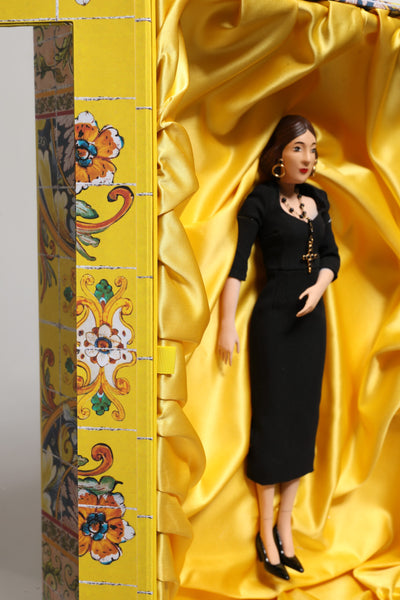 Dolce & Gabbana Schwarzes Kleid Keramik Porzellan Mode Leder Sizilien Puppen