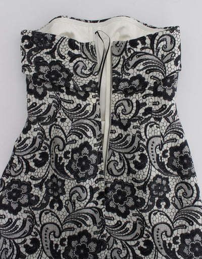Dolce & Gabbana Weißes geblümtes Seidenkorsett-Maxikleid aus Spitze