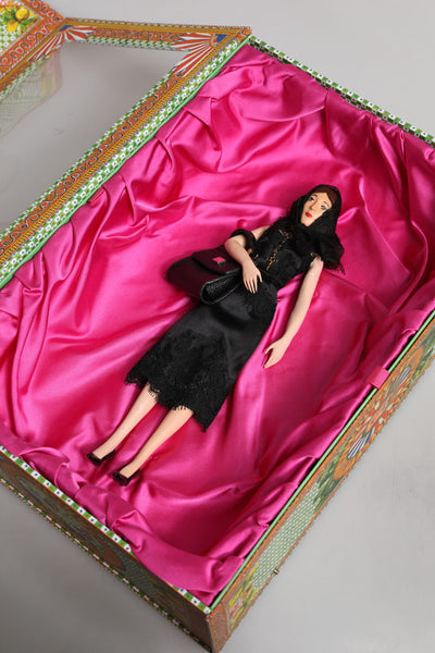 Dolce & Gabbana Schwarzes Kleid Keramik Porzellan Mode Leder Sizilien Puppen