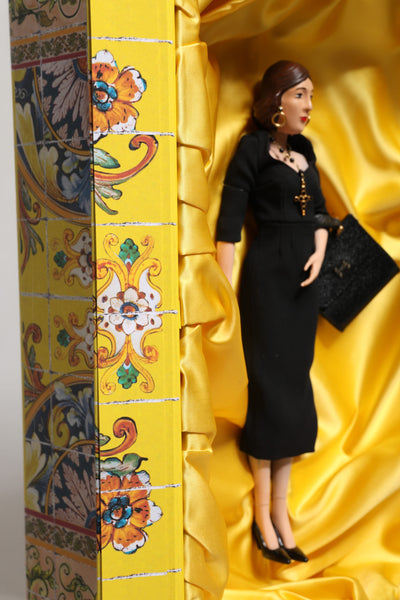 Dolce & Gabbana Schwarzes Kleid Keramik Porzellan Mode Leder Sizilien Puppen