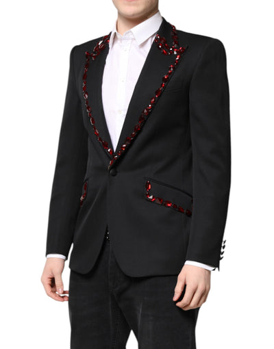 Dolce & Gabbana Schwarzer SICILIA CrystalEmbellished Mantel Blazer
