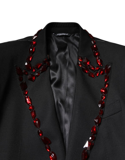 Dolce & Gabbana Schwarzer SICILIA CrystalEmbellished Mantel Blazer