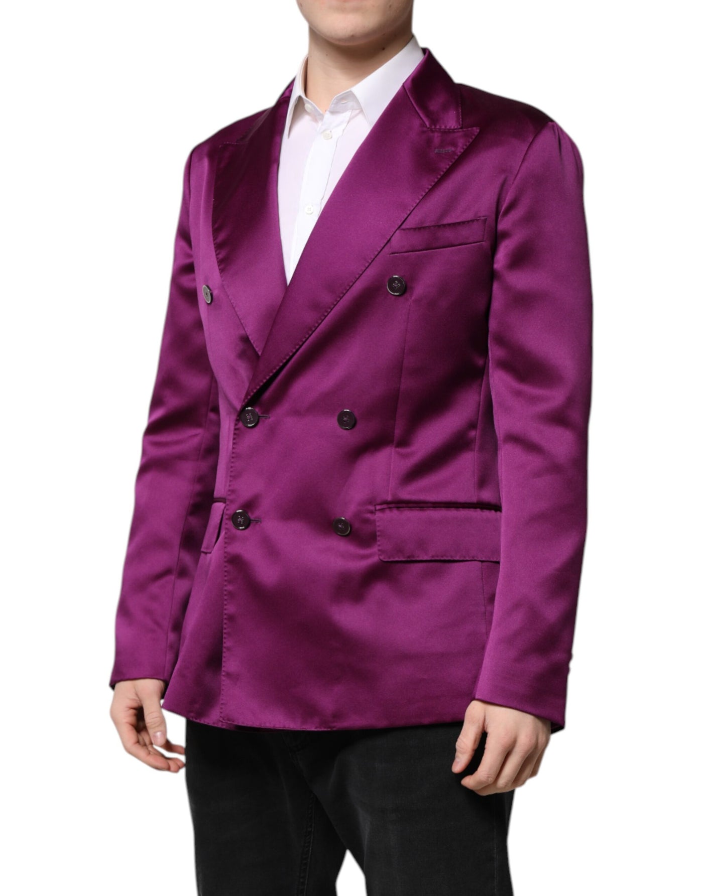 Dolce & Gabbana Lila Zweireiher Männer Anzug Mantel Blazer