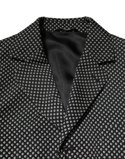 Dolce & Gabbana Schwarz Weiß Gemustert Männer Anzug Mantel Blazer