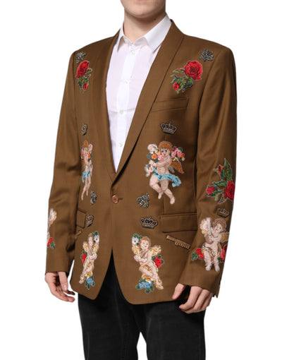 Dolce & Gabbana Brauner MARTINI Einreihiger Mantel Blazer