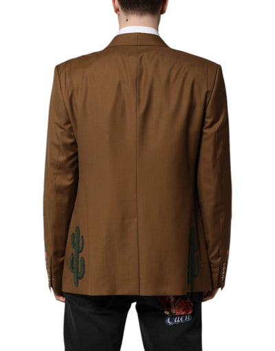 Dolce & Gabbana Brauner MARTINI Einreihiger Mantel Blazer
