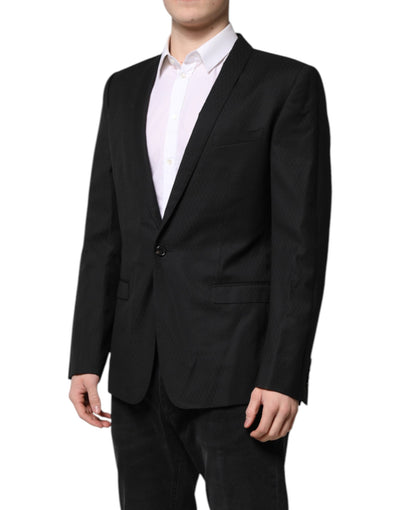 Dolce & Gabbana Schwarzer GOLD Einreihiger Anzug Blazer