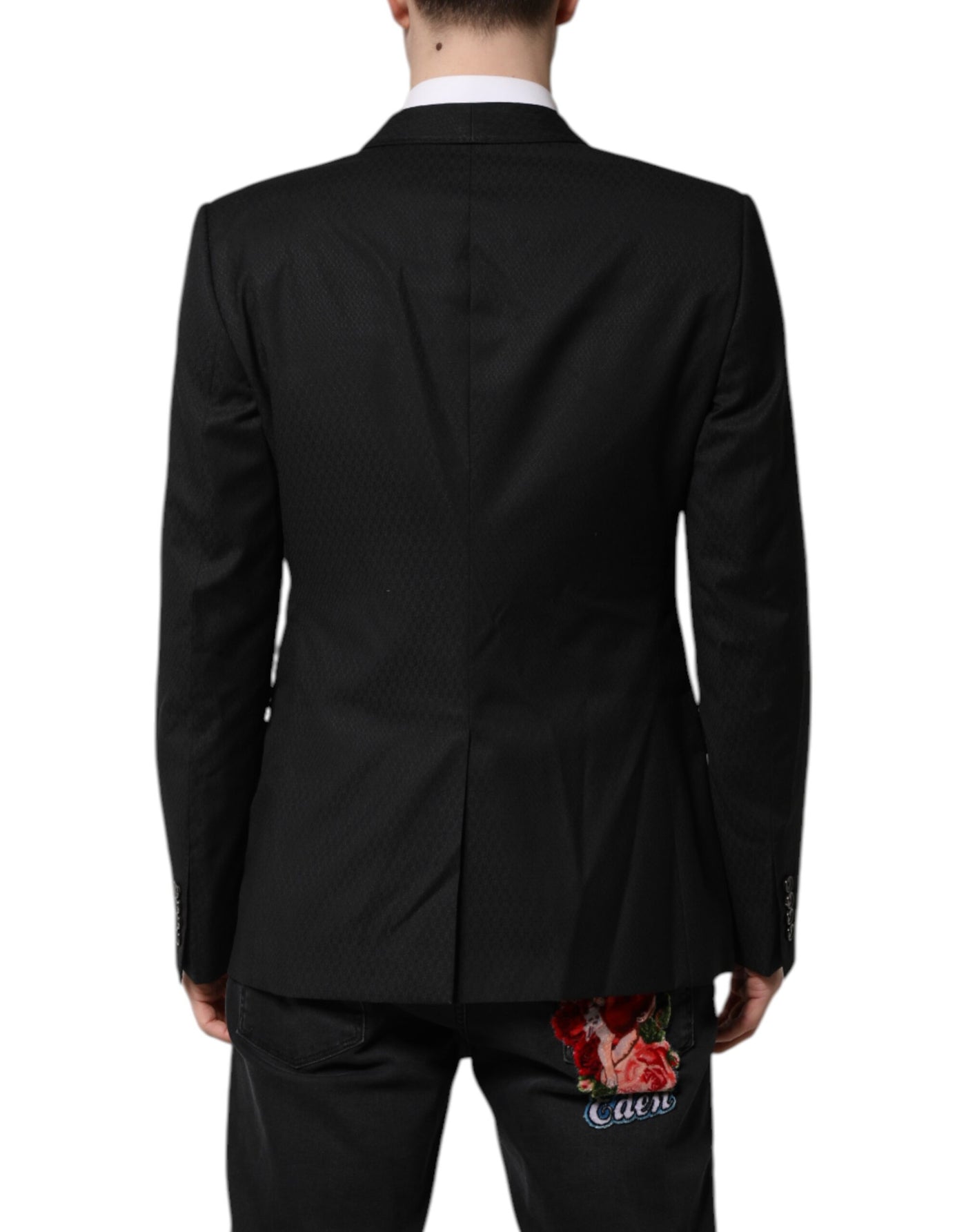 Dolce & Gabbana Schwarzer GOLD Einreihiger Anzug Blazer