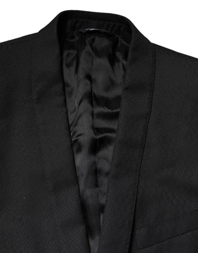 Dolce & Gabbana Schwarzer GOLD Einreihiger Anzug Blazer