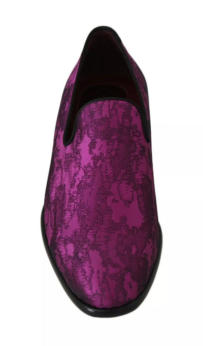 Dolce & Gabbana Lila Jacquard Loafers Kleid Formelle Schuhe