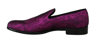 Dolce & Gabbana Lila Jacquard Loafers Kleid Formelle Schuhe