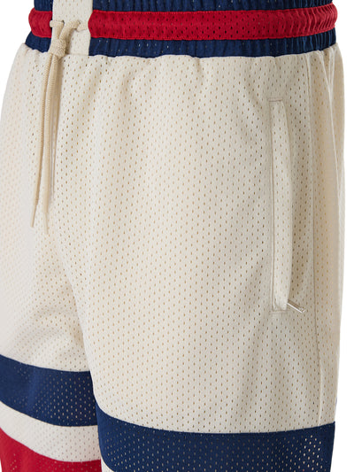 Gucci Cremefarbene Polyester-Logo-Shorts