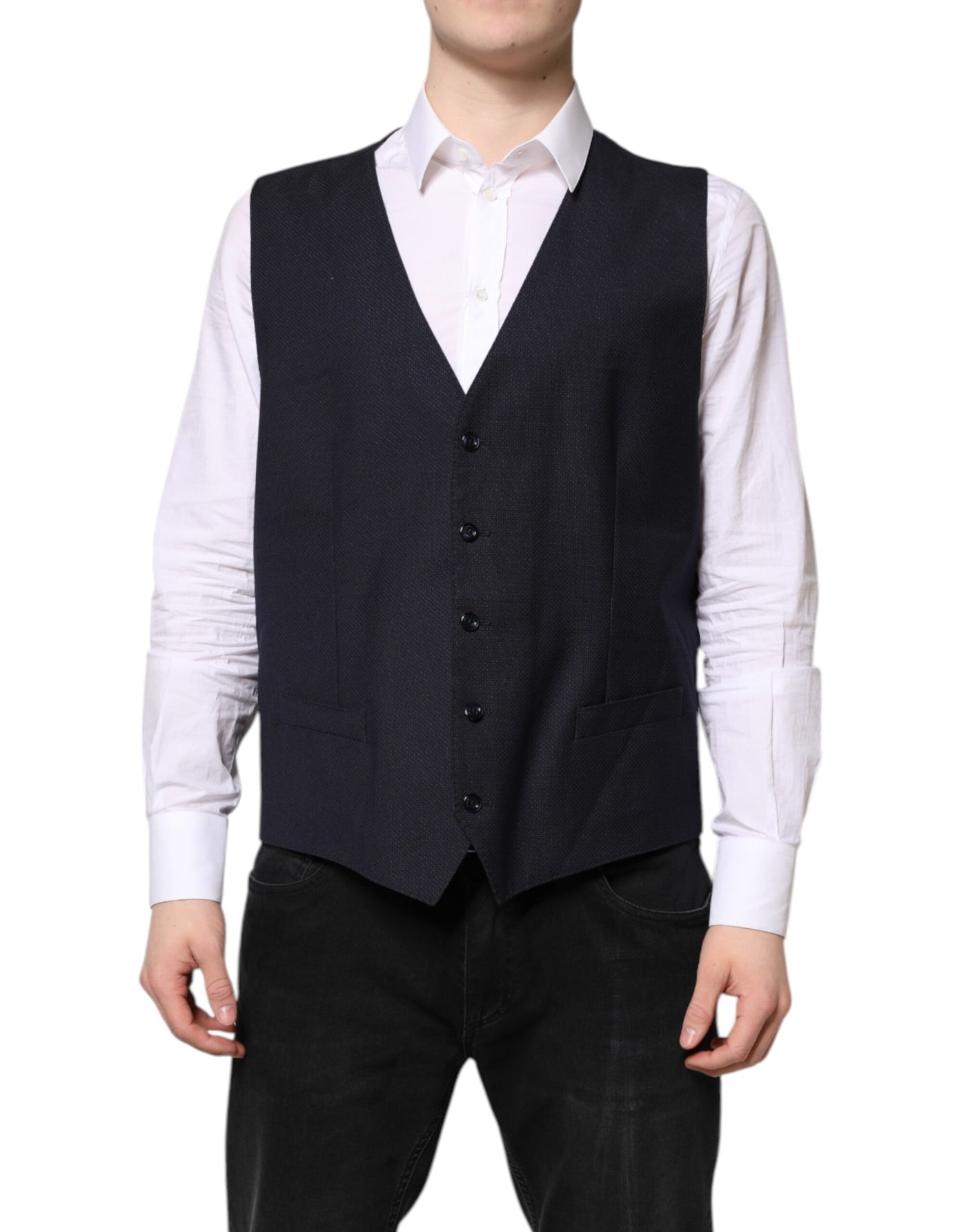 Dolce & Gabbana Schwarze Wollweste Kleid Formelle Weste