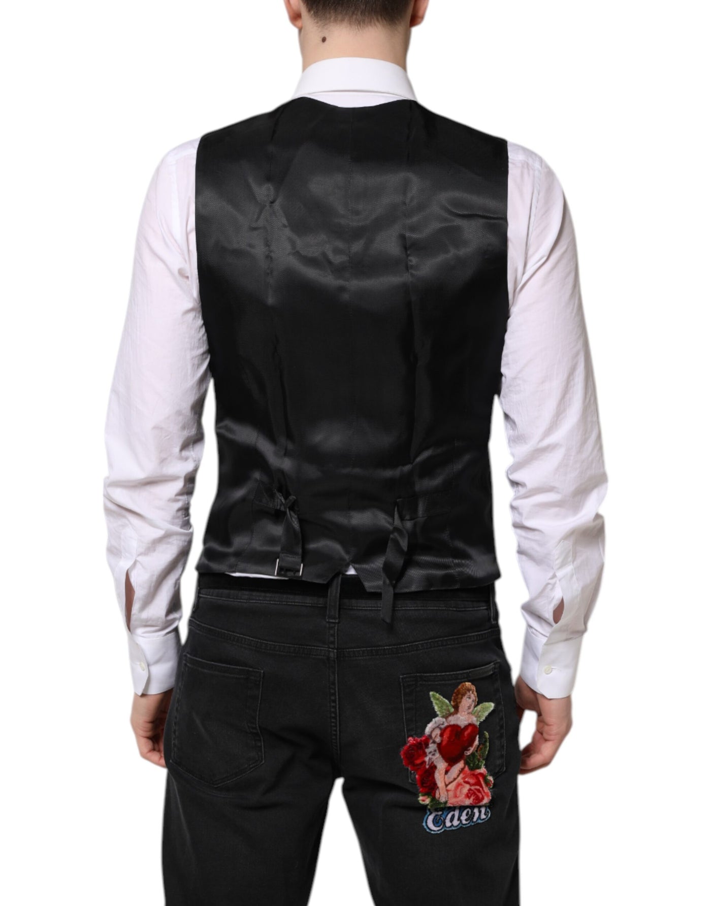 Dolce & Gabbana Schwarze Wollweste Kleid Formelle Weste