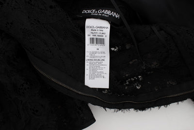 Dolce & Gabbana Schwarzes geblümtes langes Bodycon-Maxi-Kleid aus Spitze