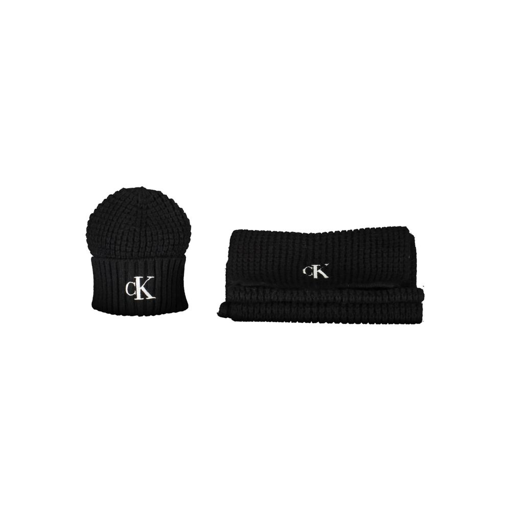 Calvin Klein Schwarzes Alpaka Damenschal-Set