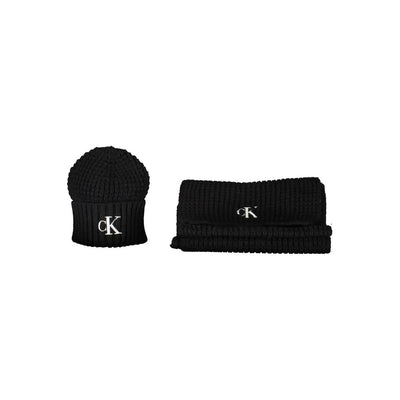 Calvin Klein Schwarzes Alpaka Damenschal-Set
