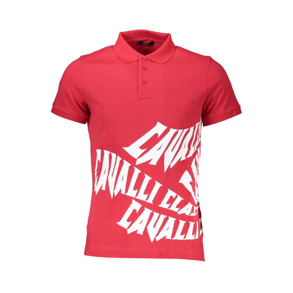 Cavalli Class Rotes Baumwoll-Poloshirt